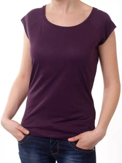 Damen Bambus T-Shirt Aubergine – Bild 2
