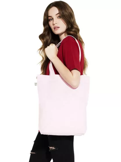 Stofftasche Bio Fair Vegan lange Henkel Candy Pink – Bild 3