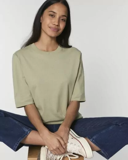 Guter Stoff Damen boxy heavy T-Shirt Fringer Sage bio fair vegan